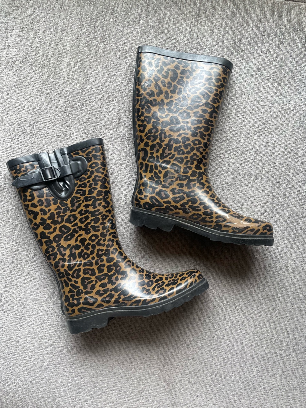 Leopard Print Rain Boots - Women's Waterproof Fashion Boots